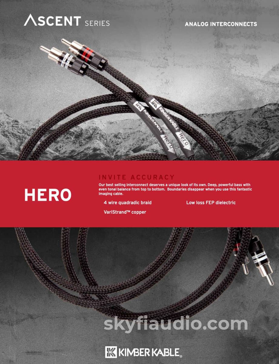 Kimber Kable - Ascent Series Hero Analog Interconnects (PAIR) - RCA Ultraplate or WBT Connectors - New - Image 2