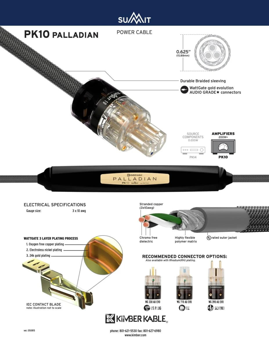 Kimber Kable - Summit Series PK10 Palladian Power Cord - New - Image 3