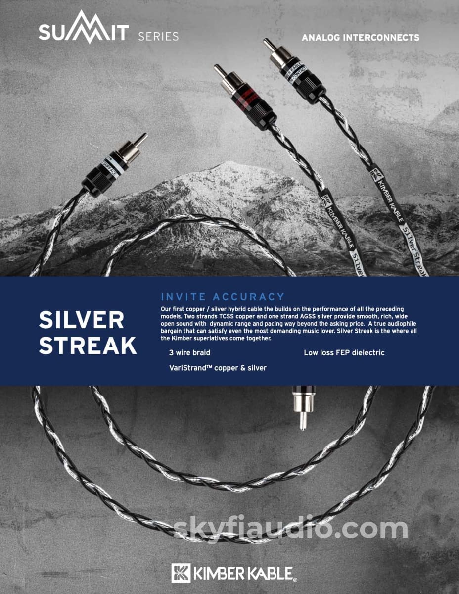 Kimber Kable - Summit Series Silver Streak Analog Interconnects (PAIR) - RCA Ultraplate or WBT Connectors - New - Image 2