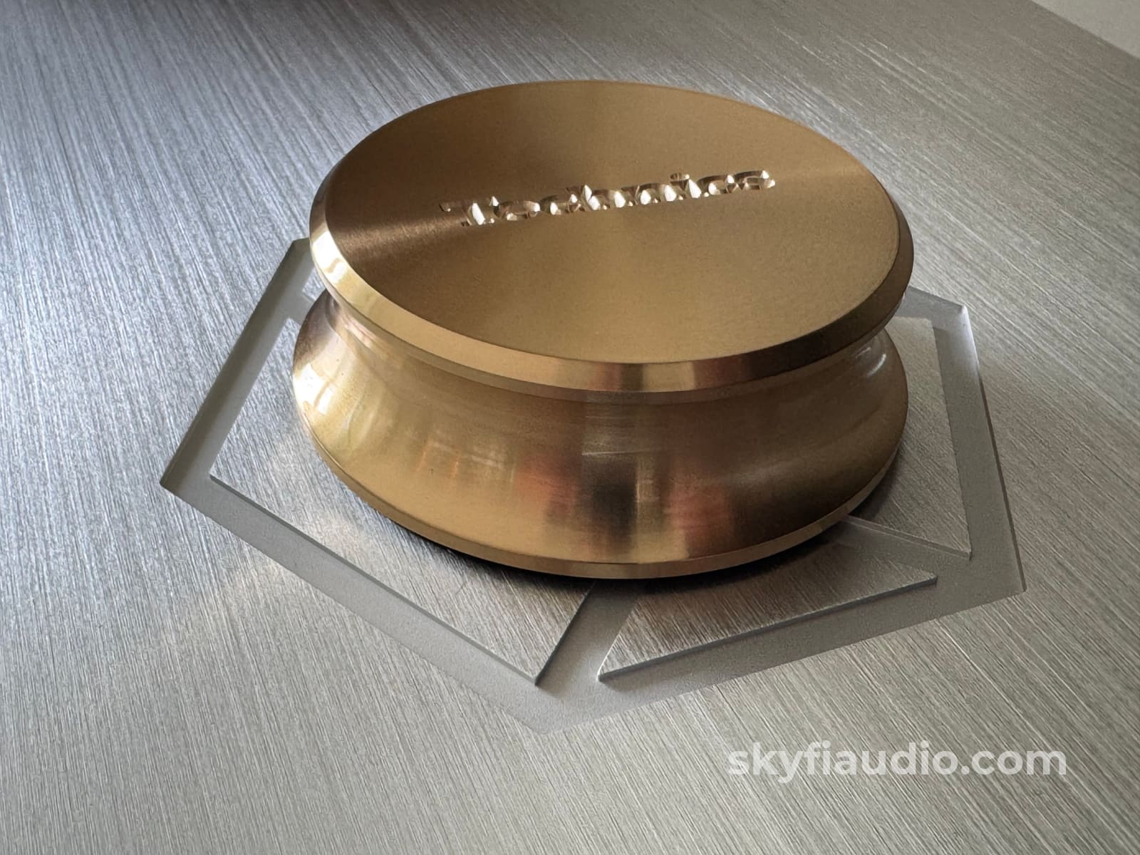 SkyFi Record Weight (Puck) – Solid Polished Brass - Perfect for Technics Turntables - Image 3