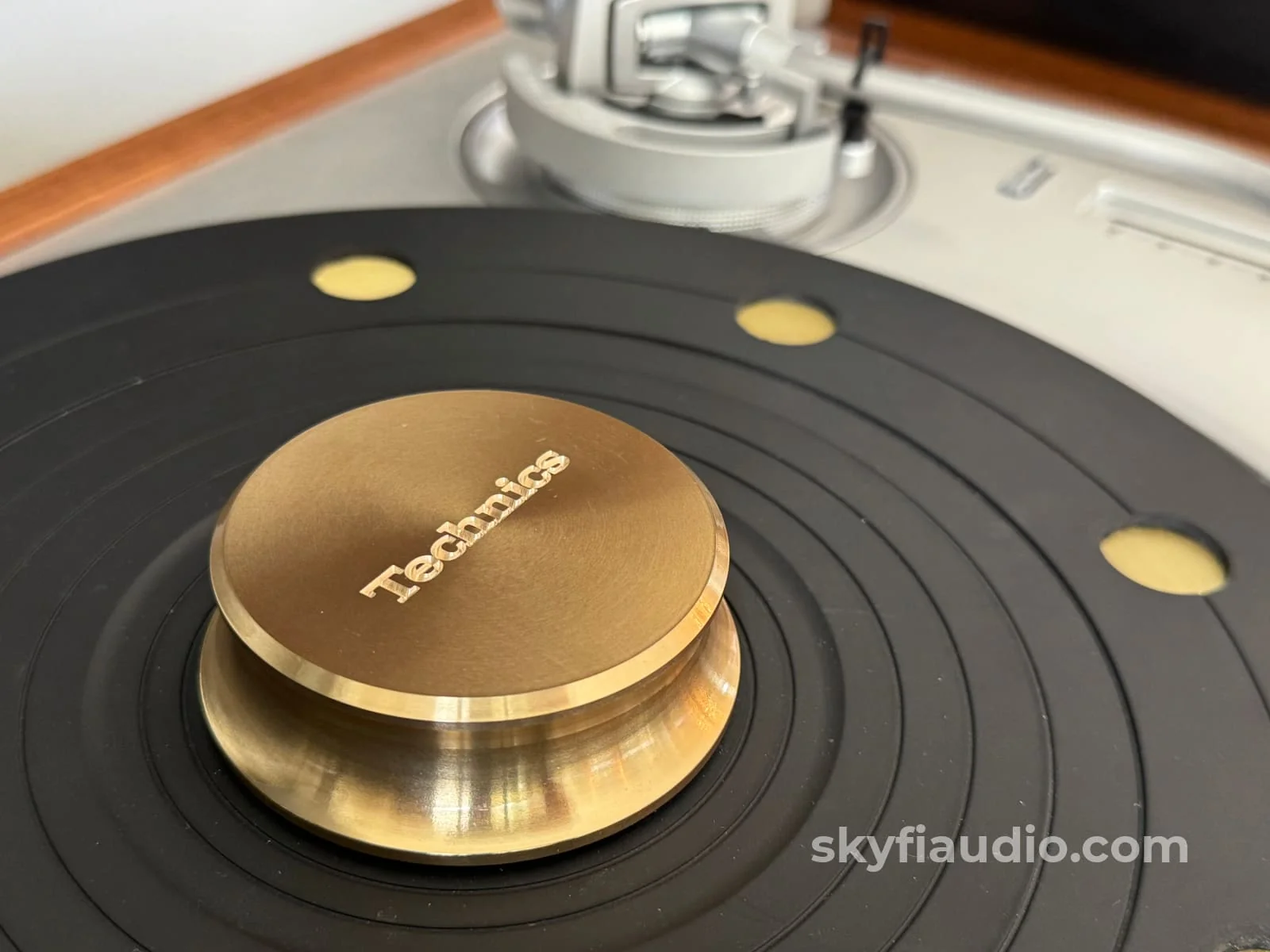 SkyFi Record Weight (Puck) – Solid Polished Brass - Perfect for Technics Turntables - Image 4