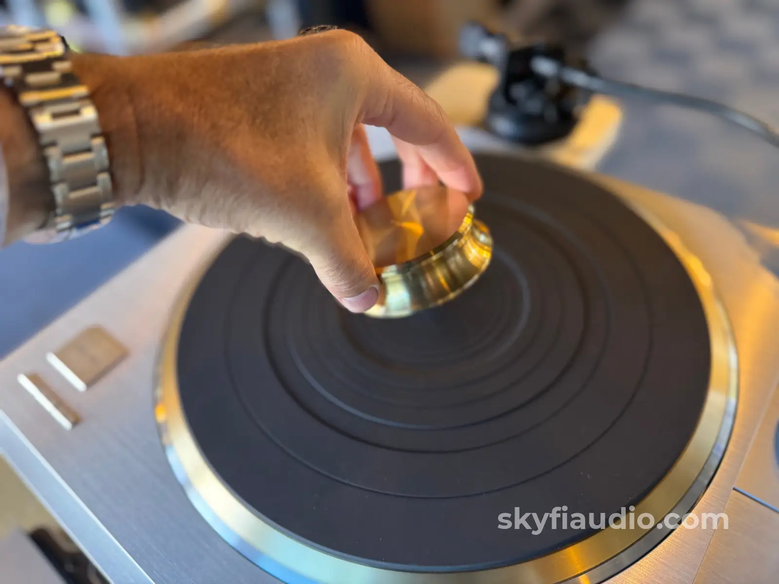 SkyFi Record Weight (Puck) – Solid Polished Brass - Perfect for Technics Turntables - Image 5